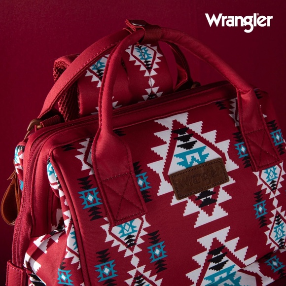 Wrangler Allover Wrangler Aztec Printed Callie Backpack - Burgundy - Picture 7 of 7